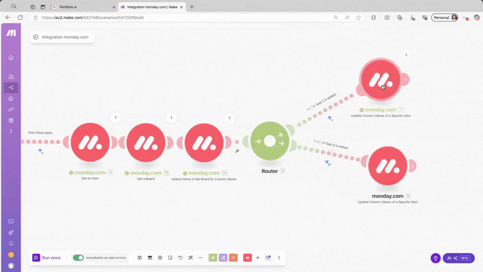 A video showing how to map item values sent from a webhook to the desired monday.com board in Make.com